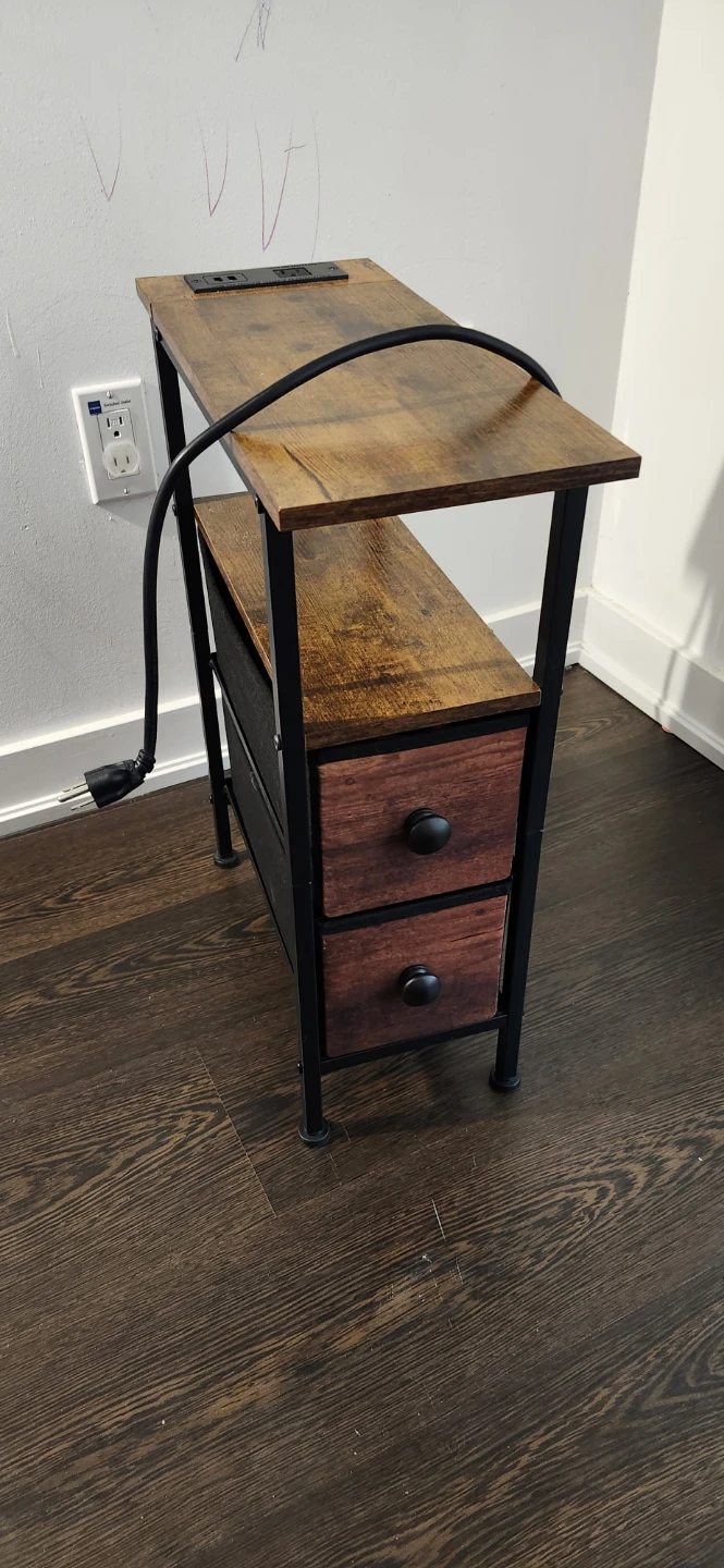 2 Small Side Tables with Drawers and Power Outlet - photo 2