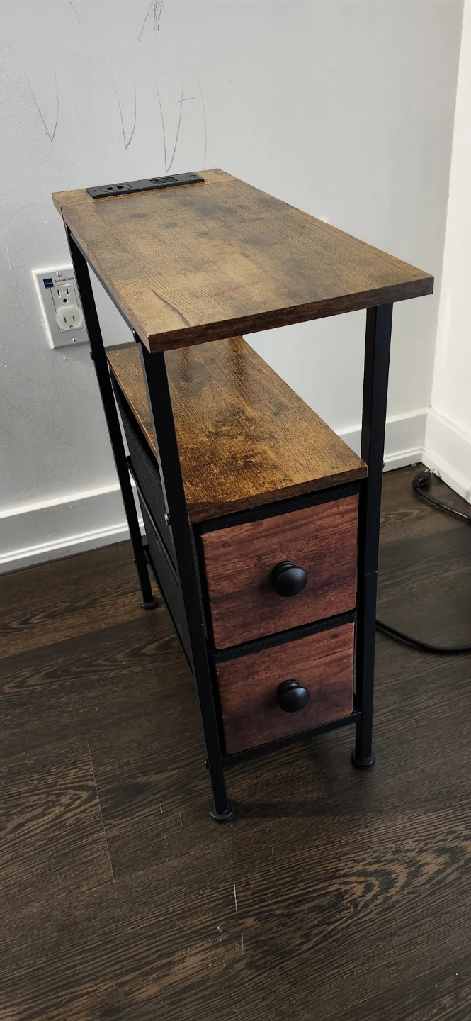2 Small Side Tables with Drawers and Power Outlet - photo 3