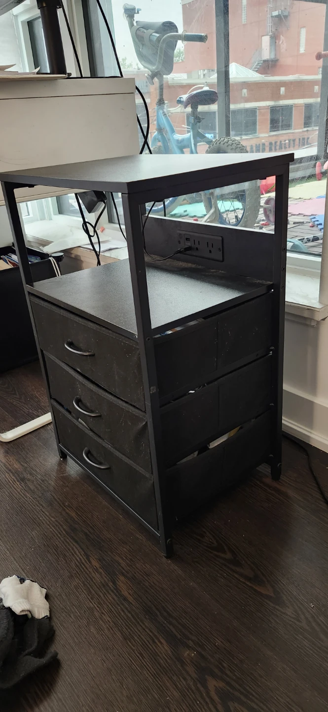 2 Small Side Tables with Drawers and Power Outlet - photo 4