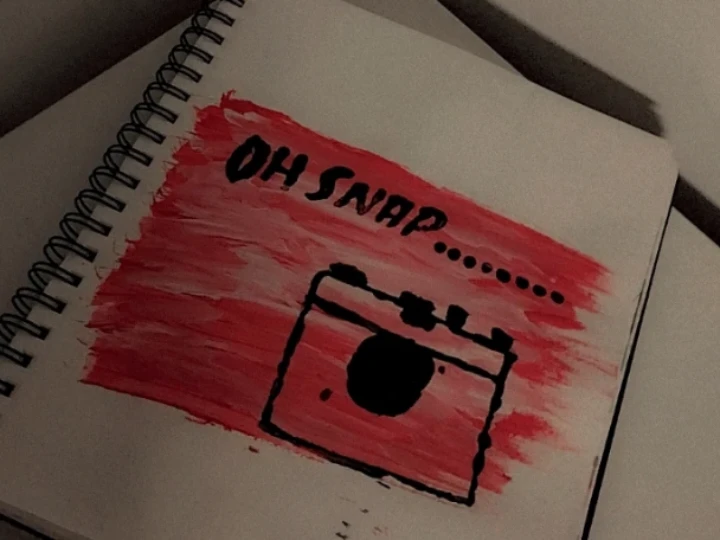 Sketch book paper art Handmade Camera Painting - Red Pop Art