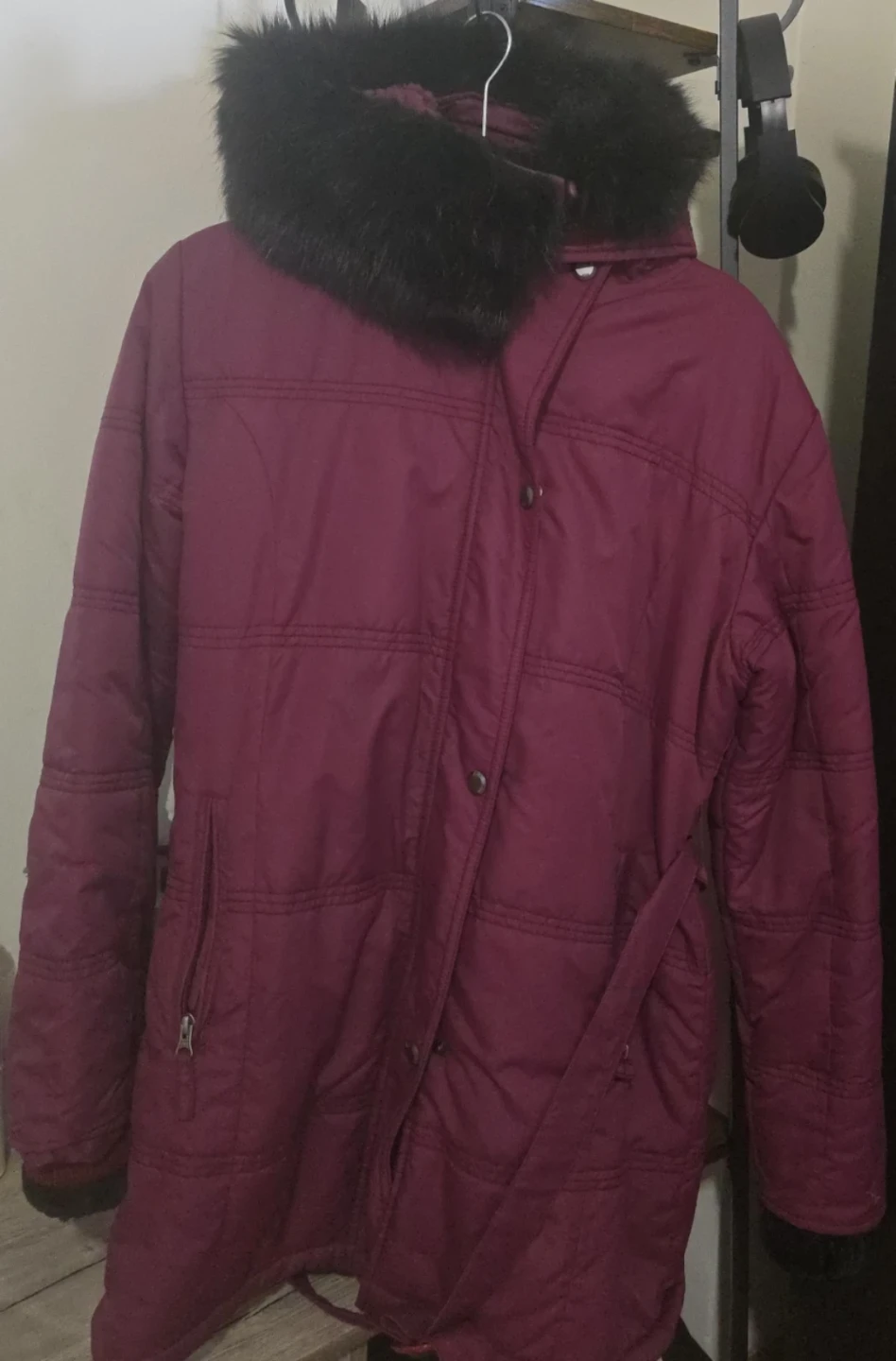K.Style Puffer Winter Coat with trim on hood