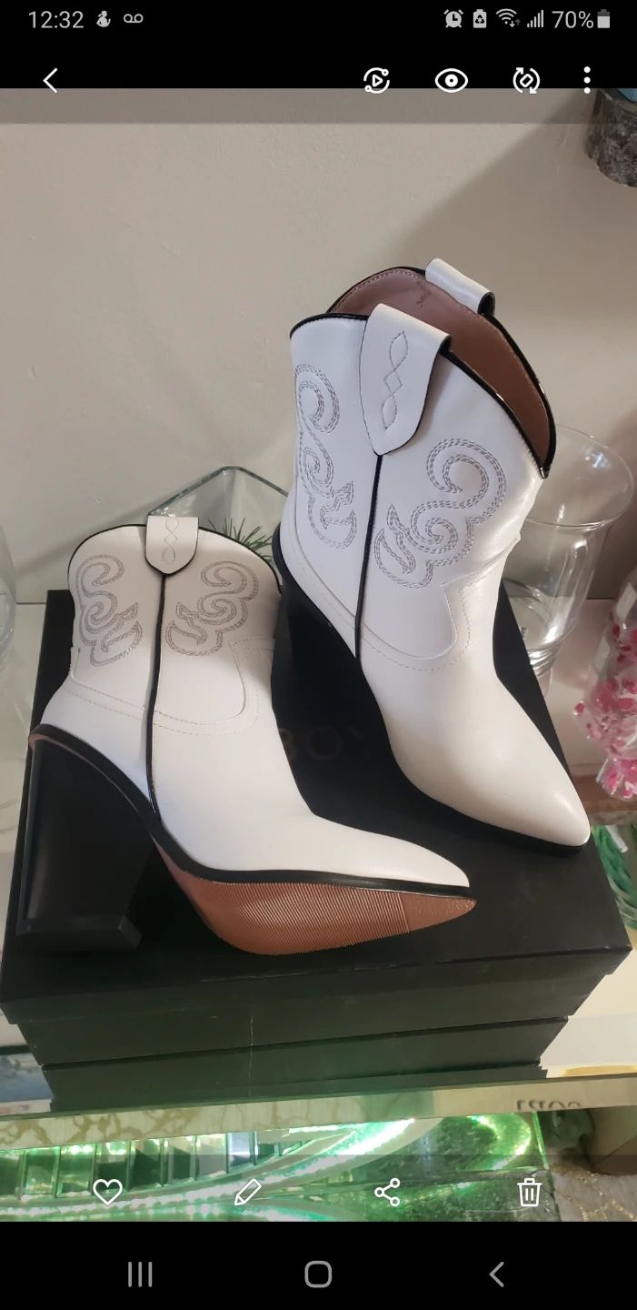 Brand new White Western Cowboy Boots with Wedge Heels - photo 4