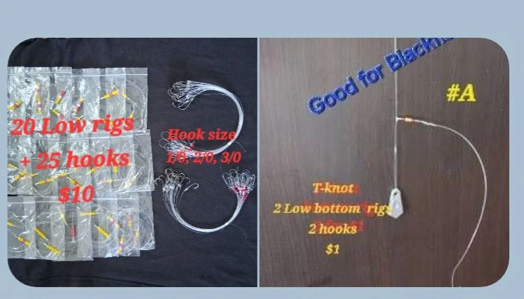20 Low Rigs + 25 Hooks Fishing Tackle Set