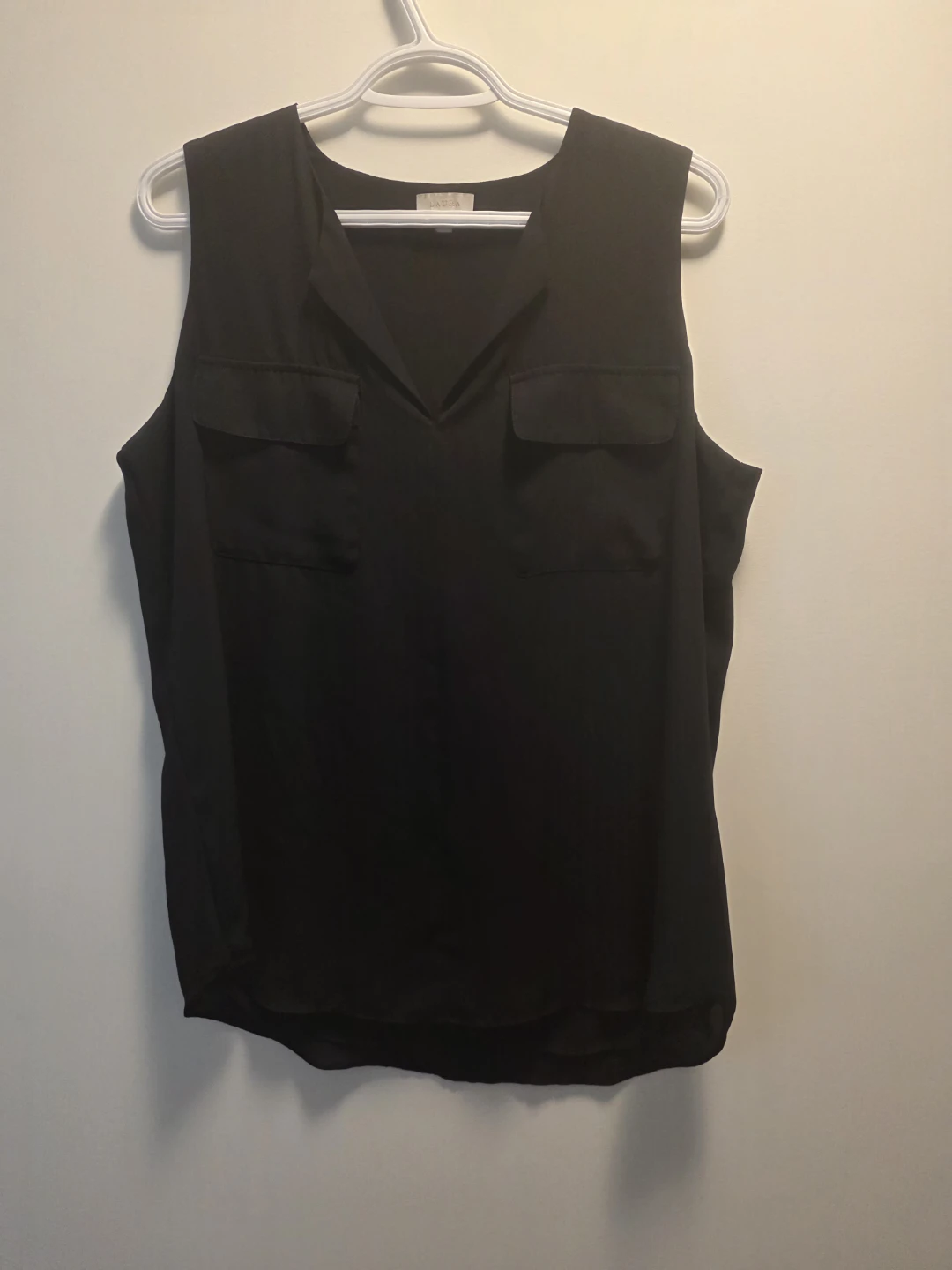 Laura Women's Black Sleeveless Pocket Blouse - Size 12