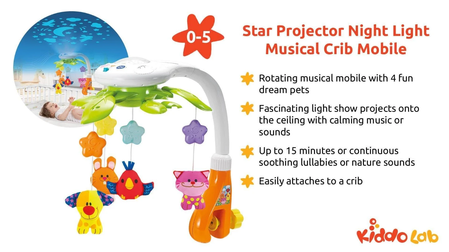 Kiddo Lab Star Projector Night Light Musical Crib Mobile - photo 3