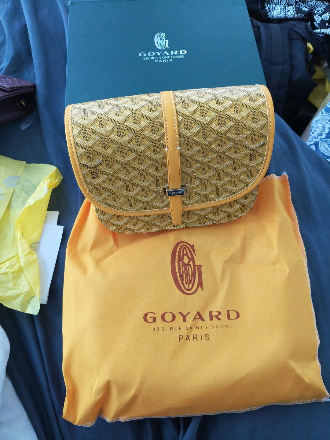 Goyard Yellow Chevron Clutch Bag
