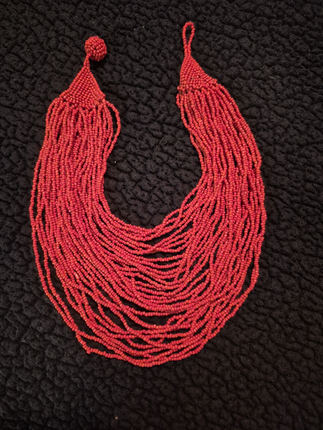 Red Multi-Strand Beaded Necklace