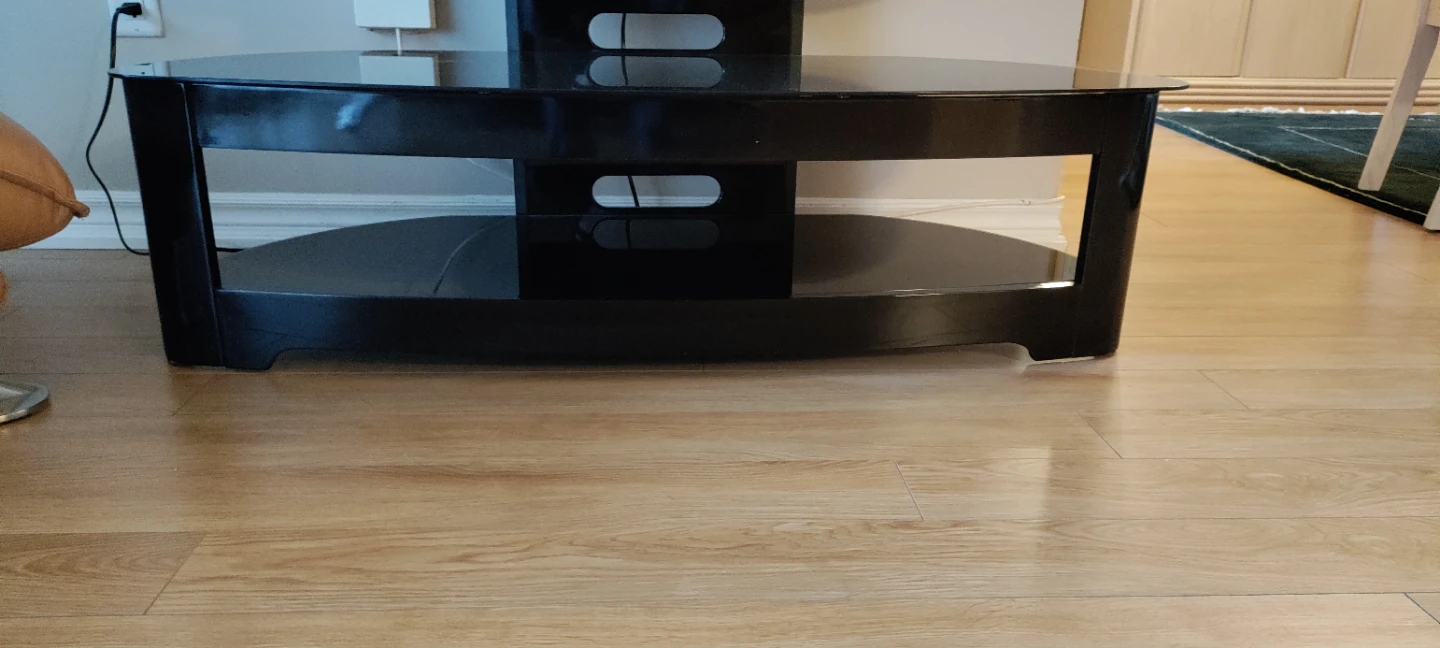 Black 3-Tier Glass TV Stand - photo 3