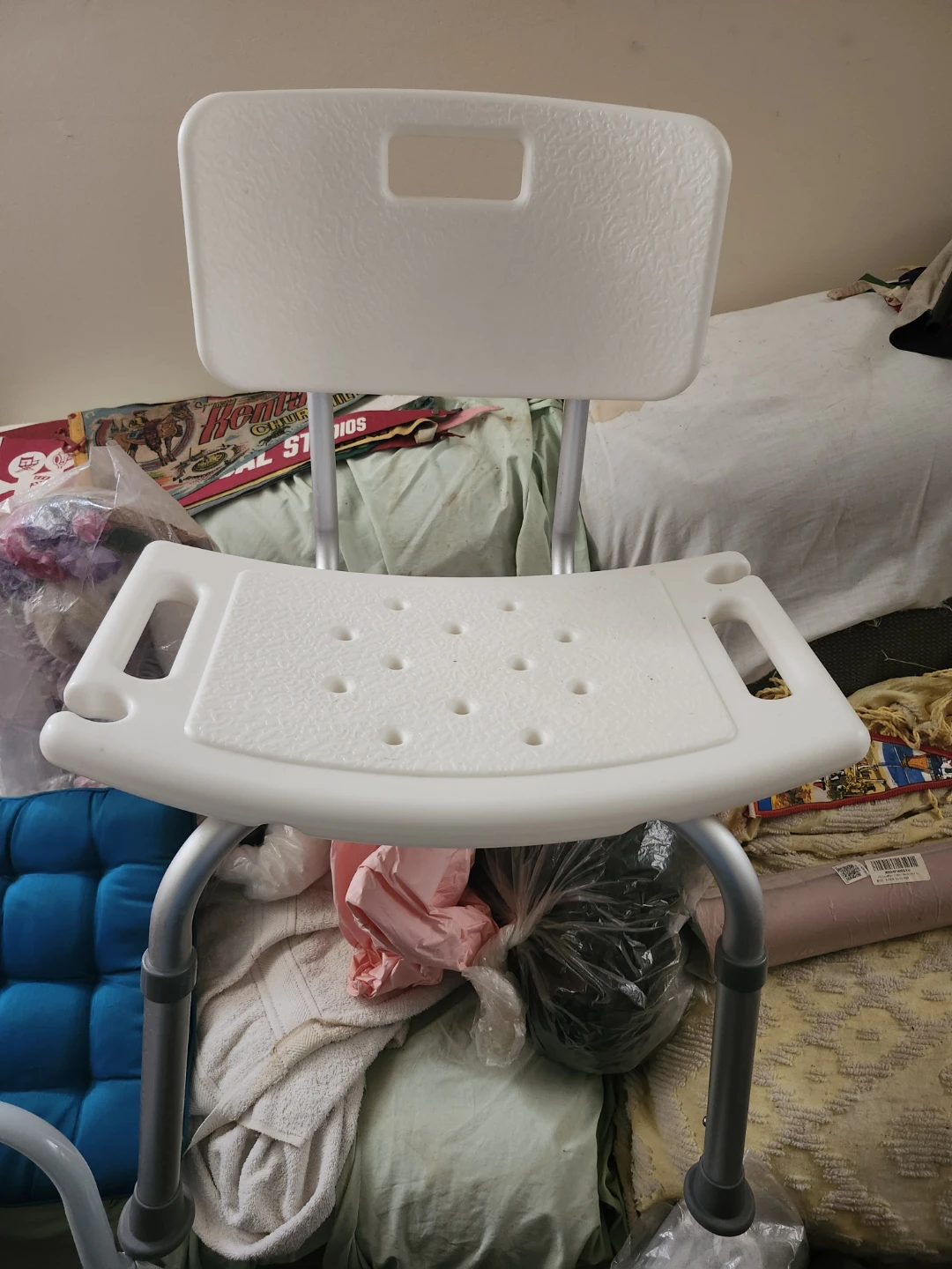 White Shower Chair with Back