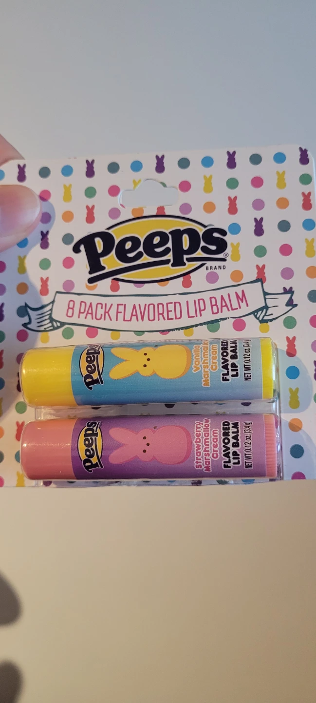 New strawberry and vanilla Peeps Flavored Lip Balms