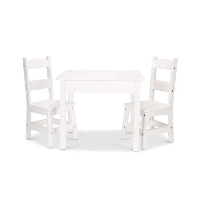 Brand New Melissa & Doug Wooden Table & Chairs - White - photo 2