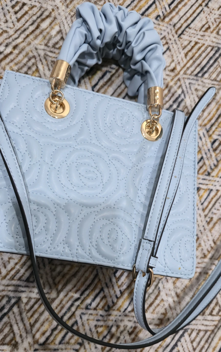 Aldo Light Blue Quilted Rose Handbag - photo 2