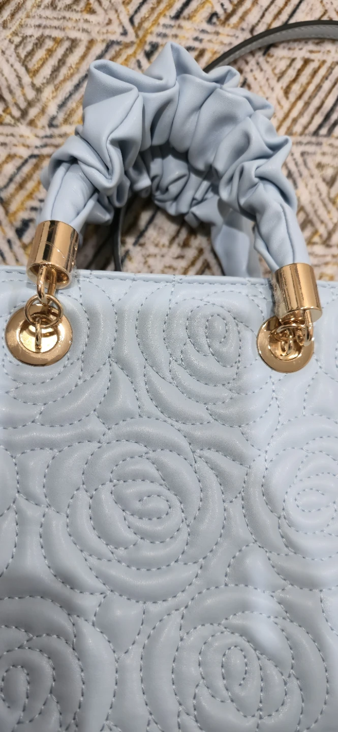 Aldo Light Blue Quilted Rose Handbag - photo 4
