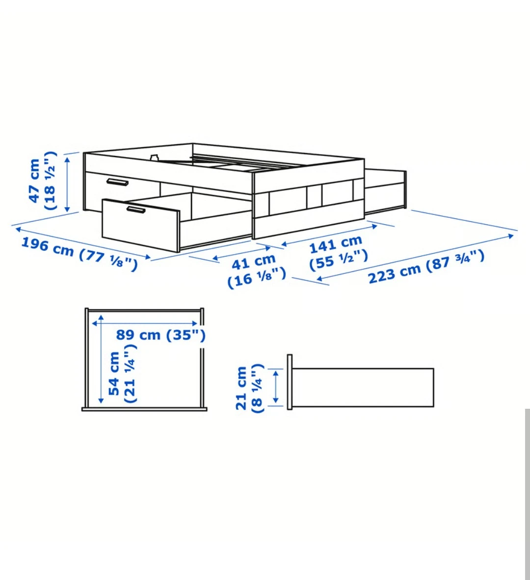 Brimnes Double bed w/storage - photo 2