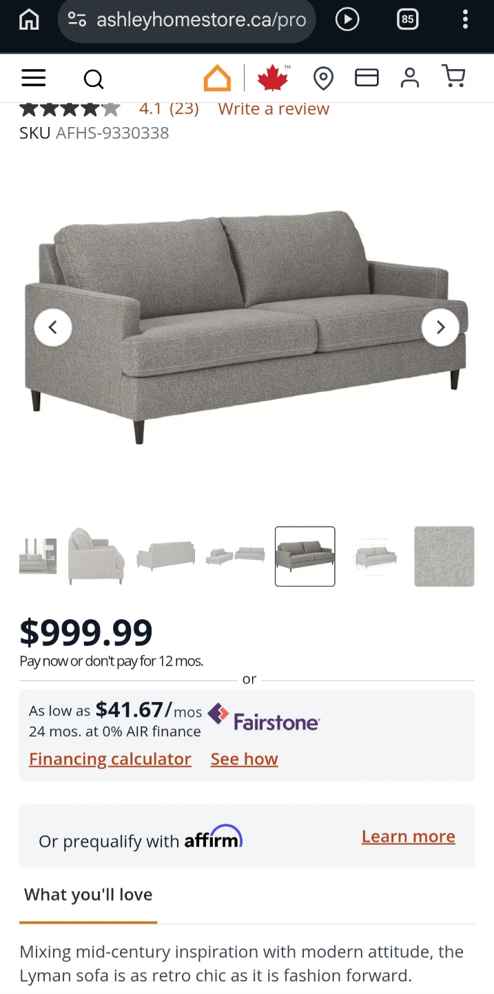 Gray Fabric Loveseat - photo 2