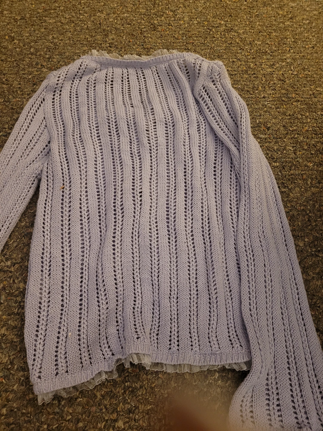 Lilac Knit Cardigan with Lace Trim