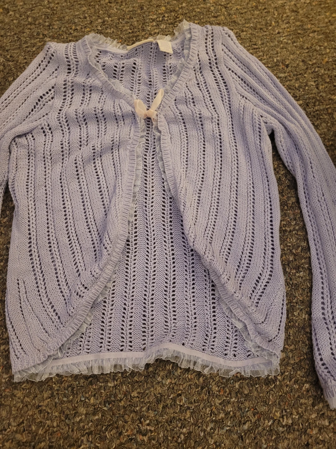 Lilac Knit Cardigan with Lace Trim - photo 2