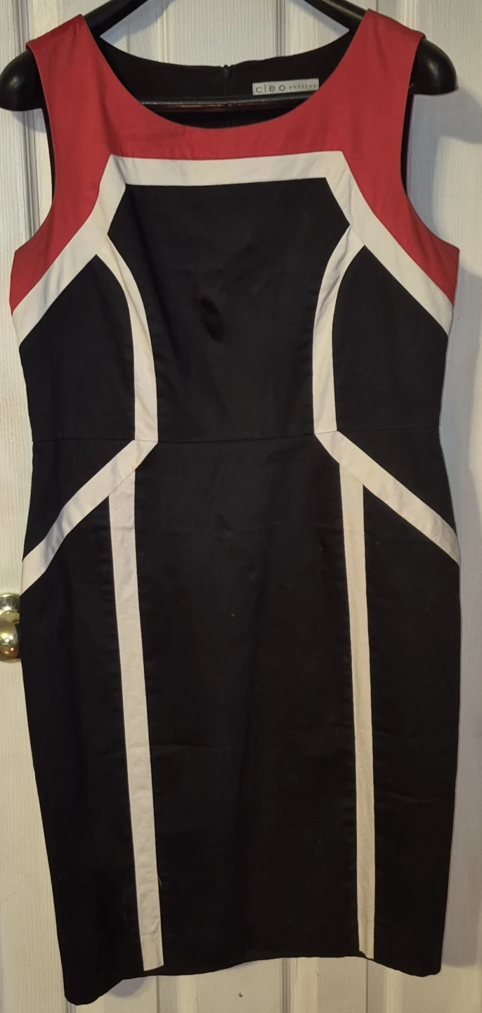 Cleo Dress - Black, Red, White Panel Design