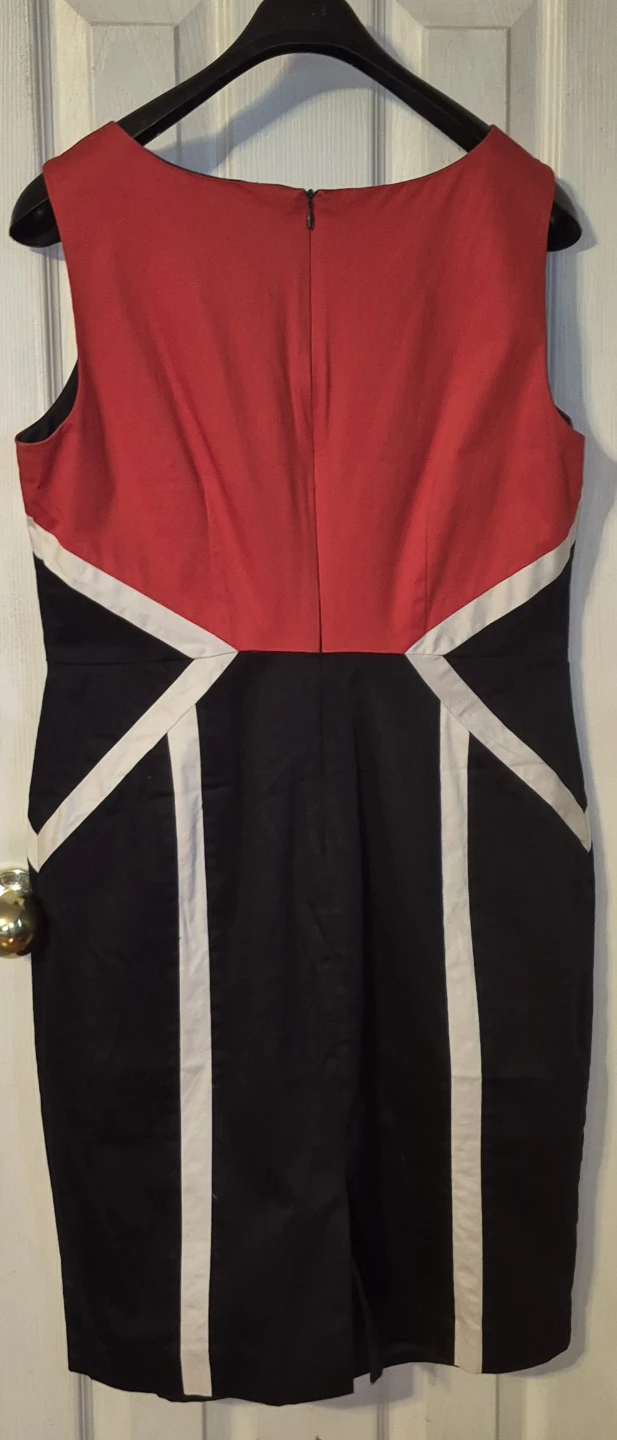 Cleo Dress - Black, Red, White Panel Design - photo 2