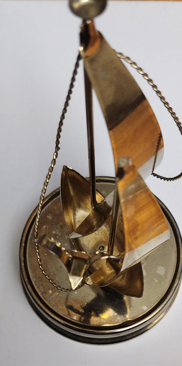 Vintage Wind-up Musical Brass Sailboat - photo 2