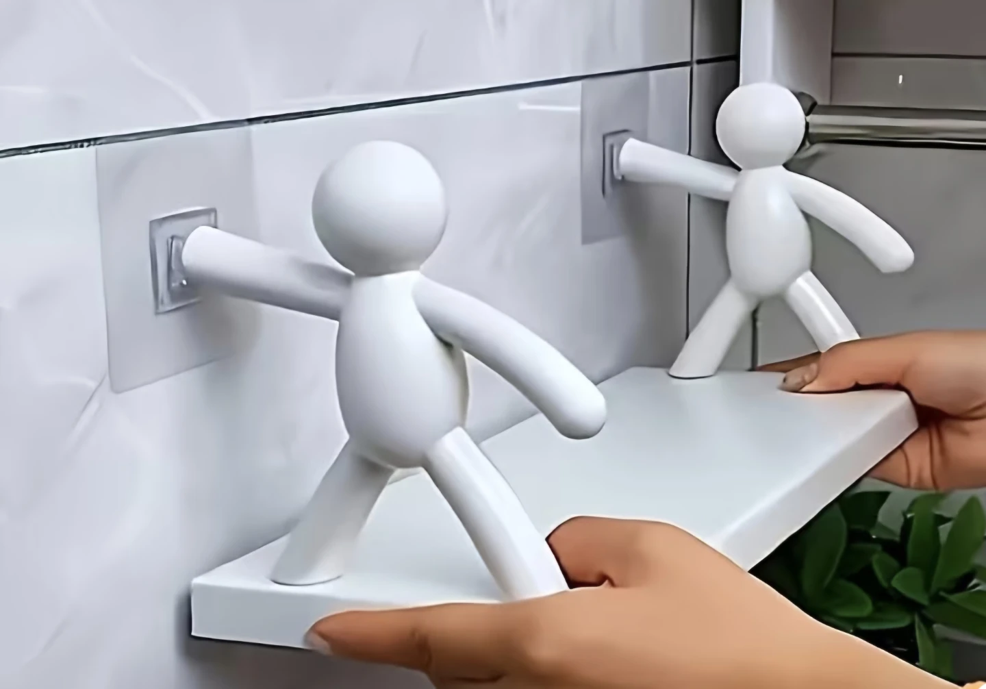 White Wall Shelf with Man-Shaped Supports