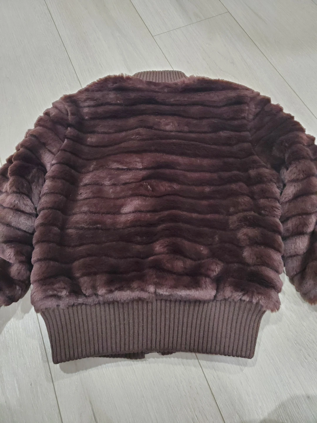 Forever 21 Brown Faux Fur Cropped Bomber Jacket S/P - photo 4