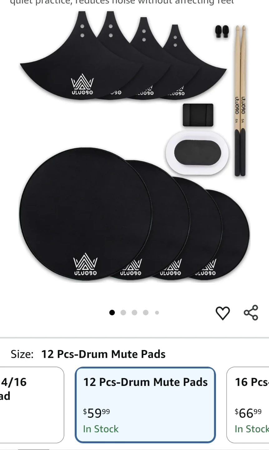 Brand New ULUOBO 12 Pcs Drum Mute Pads Set - photo 2