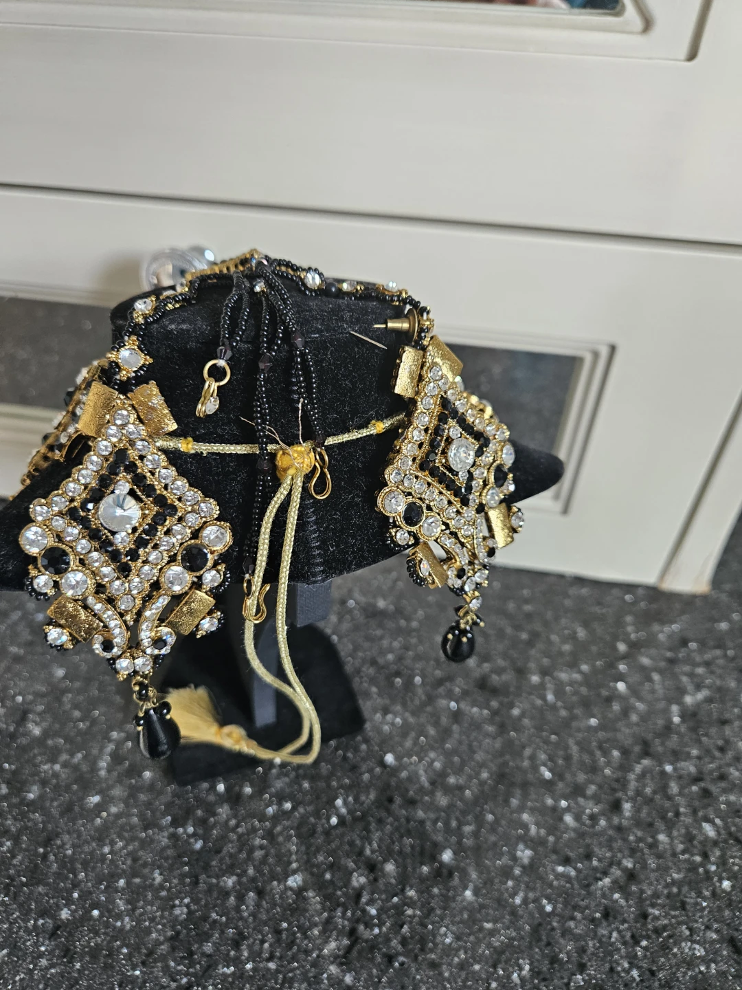 Gold & Black Statement Necklace Set with Earrings - photo 2