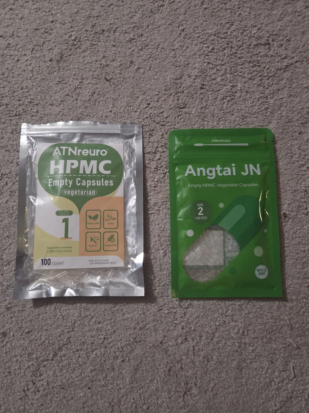 NEW Assorted Empty Capsules – Sizes 1 & 2 (HPMC)