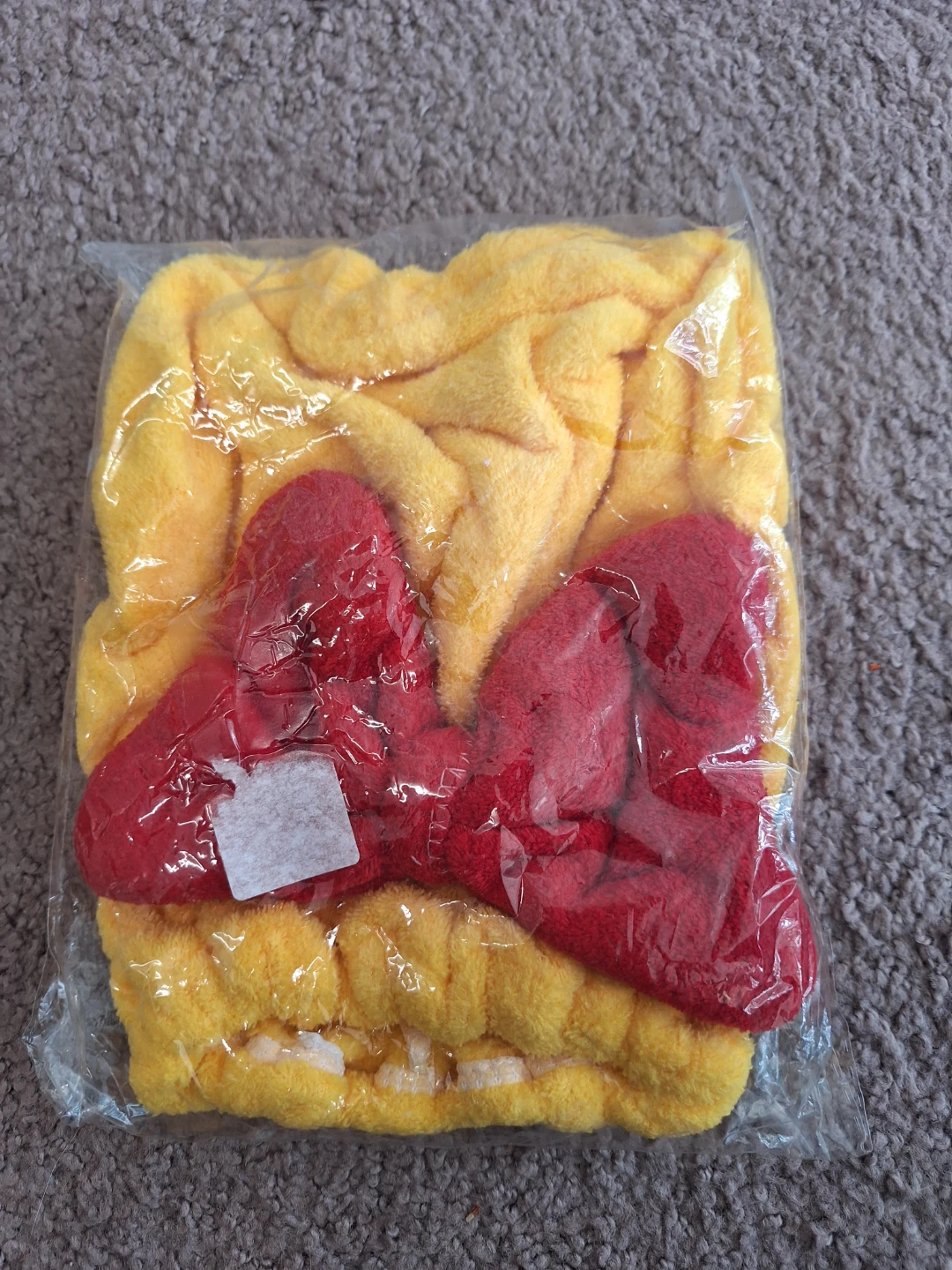 Yellow hair dry towel hot style with Red Bow