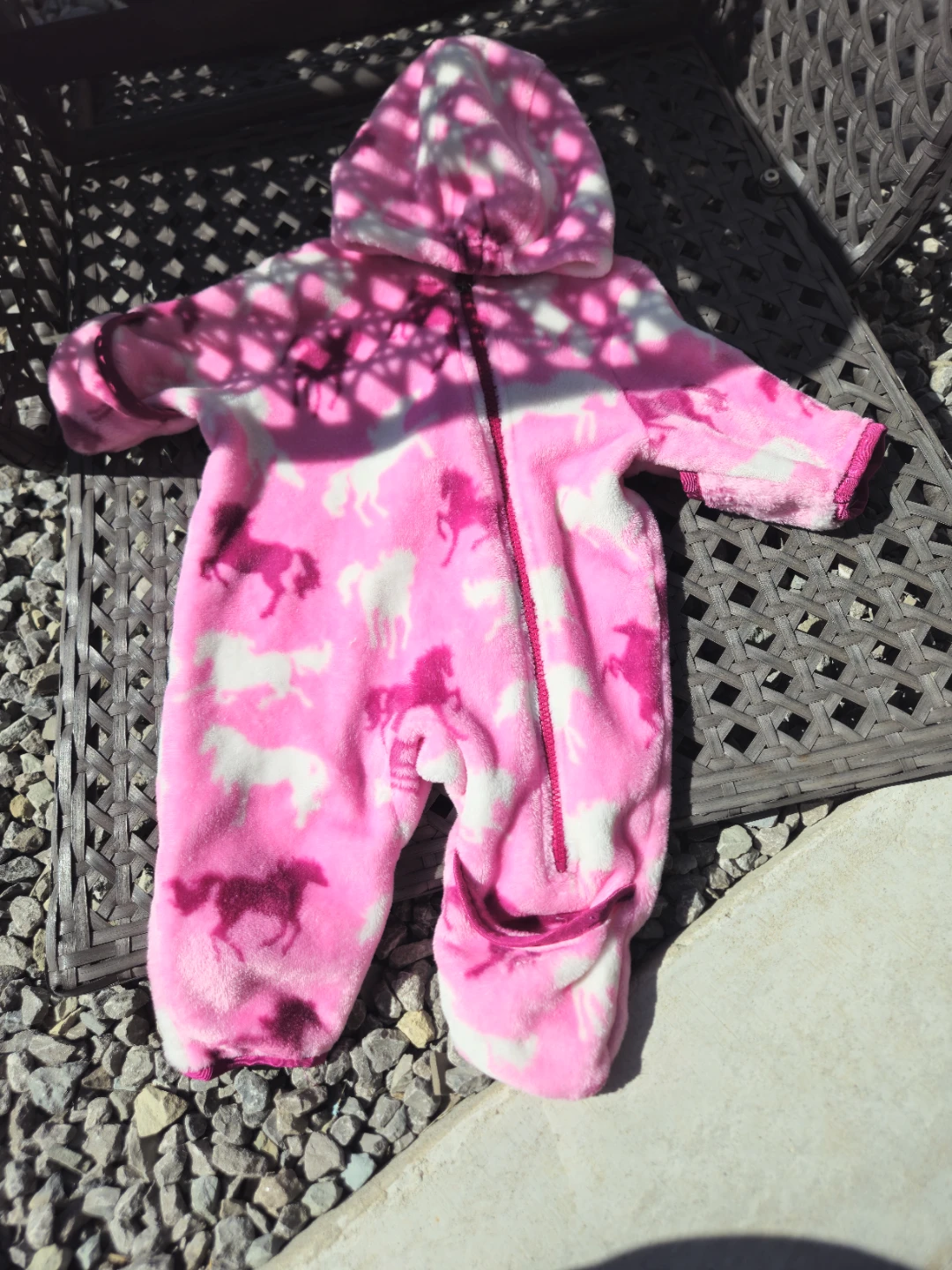 Hatley Baby Fleece Sleepsuit 3-6m Pink Horse Print