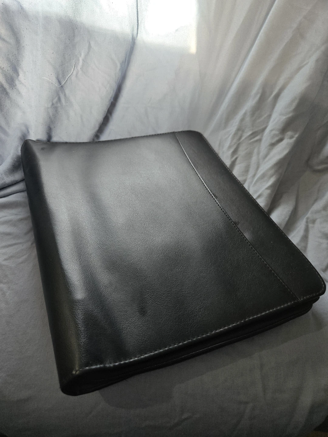 Black Leather Portfolio Binder with Handle