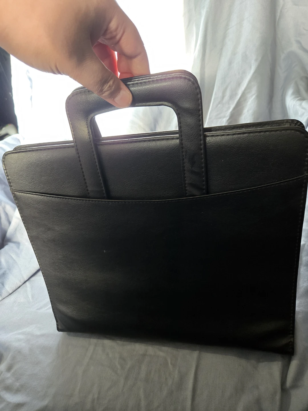 Black Leather Portfolio Binder with Handle - photo 3