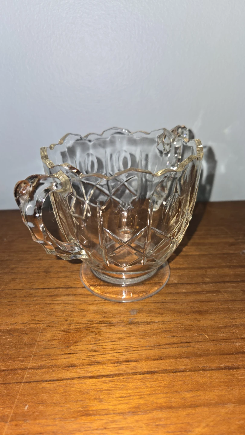 Vintage Glass Sugar Bowl with Handles - photo 2
