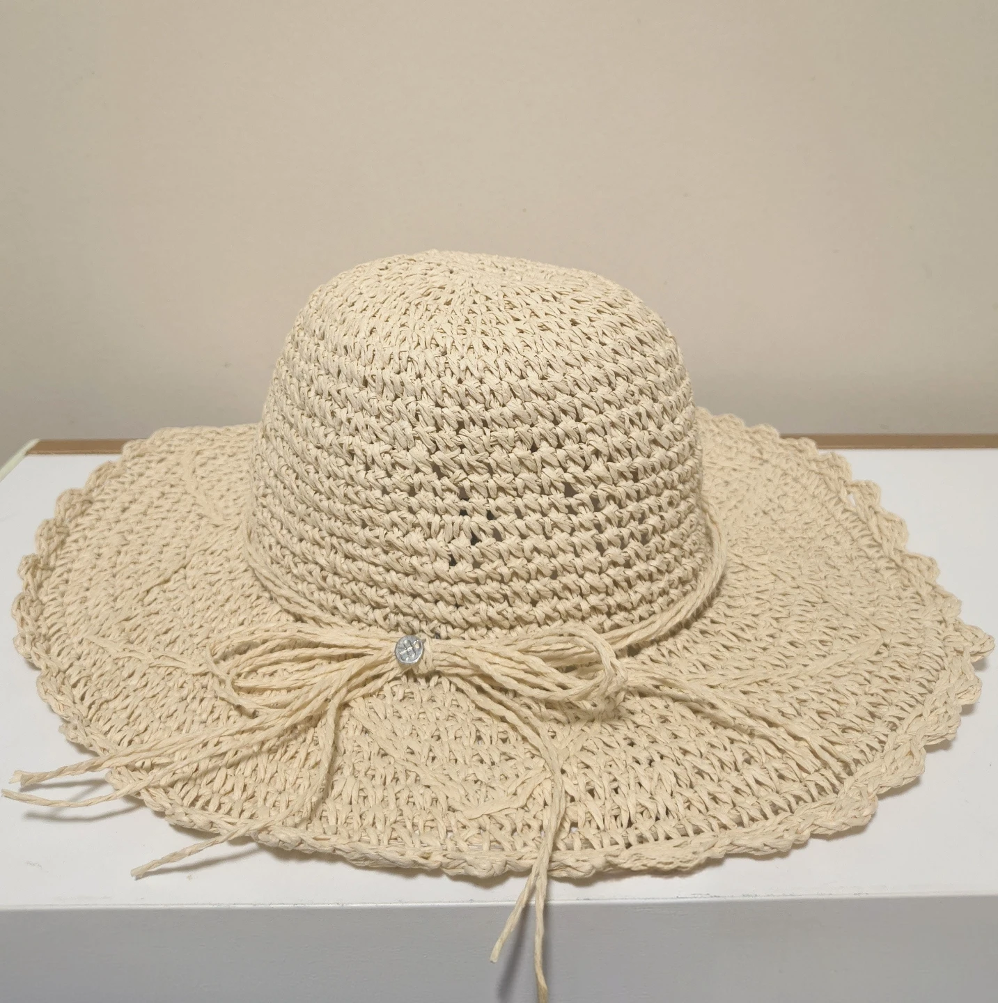Straw Sun Hat with Bow Detail