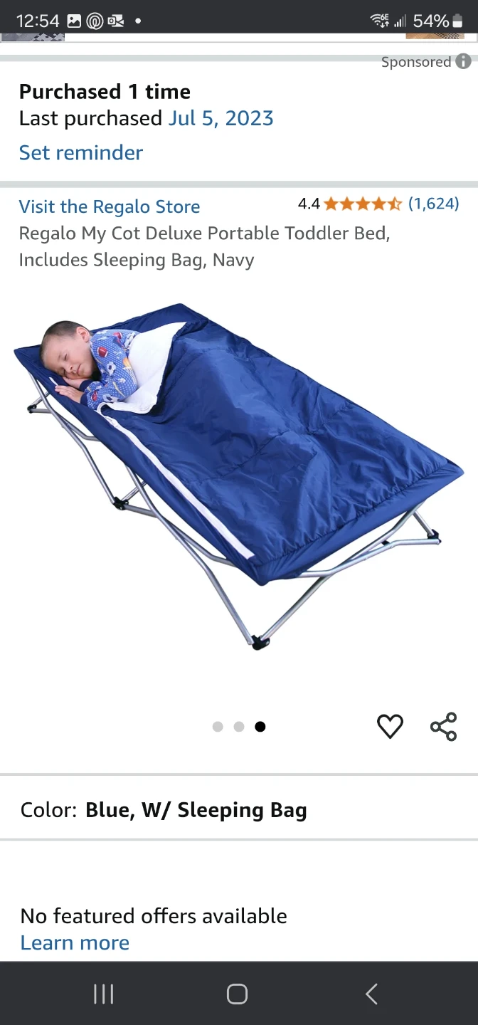 Regalo My Cot Deluxe Toddler Bed with Sleeping Bag