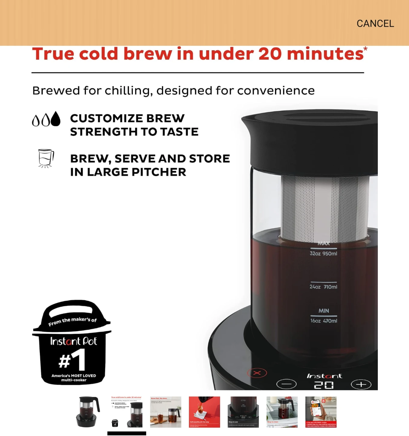 Instant Cold Brew Maker - 32oz - photo 2