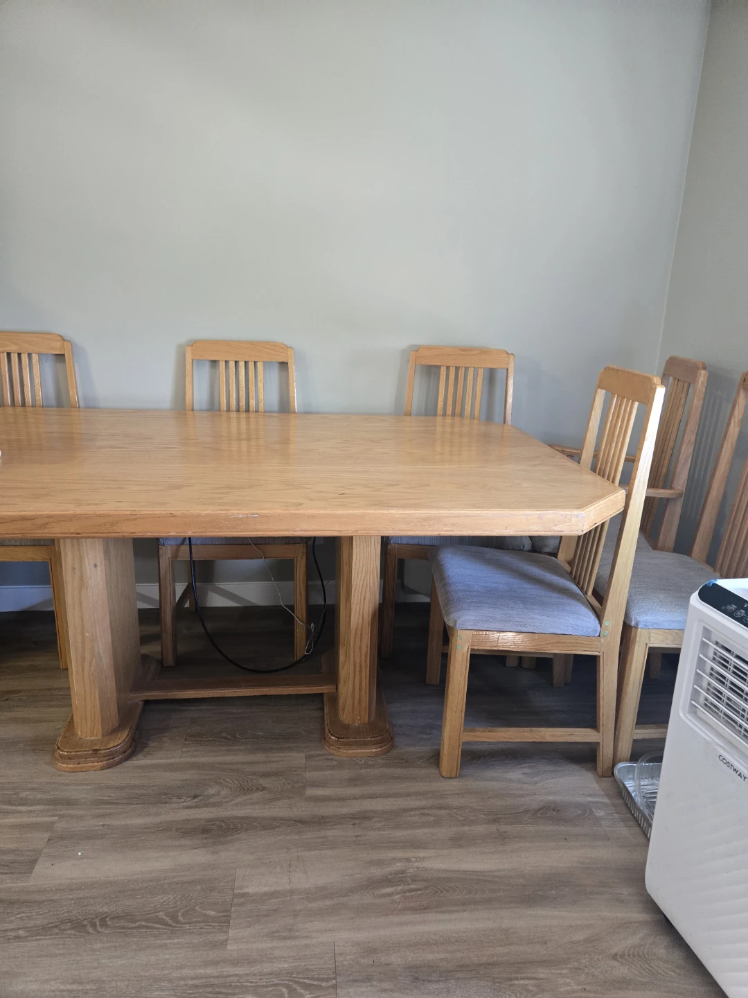 Light brown wood sturdy table