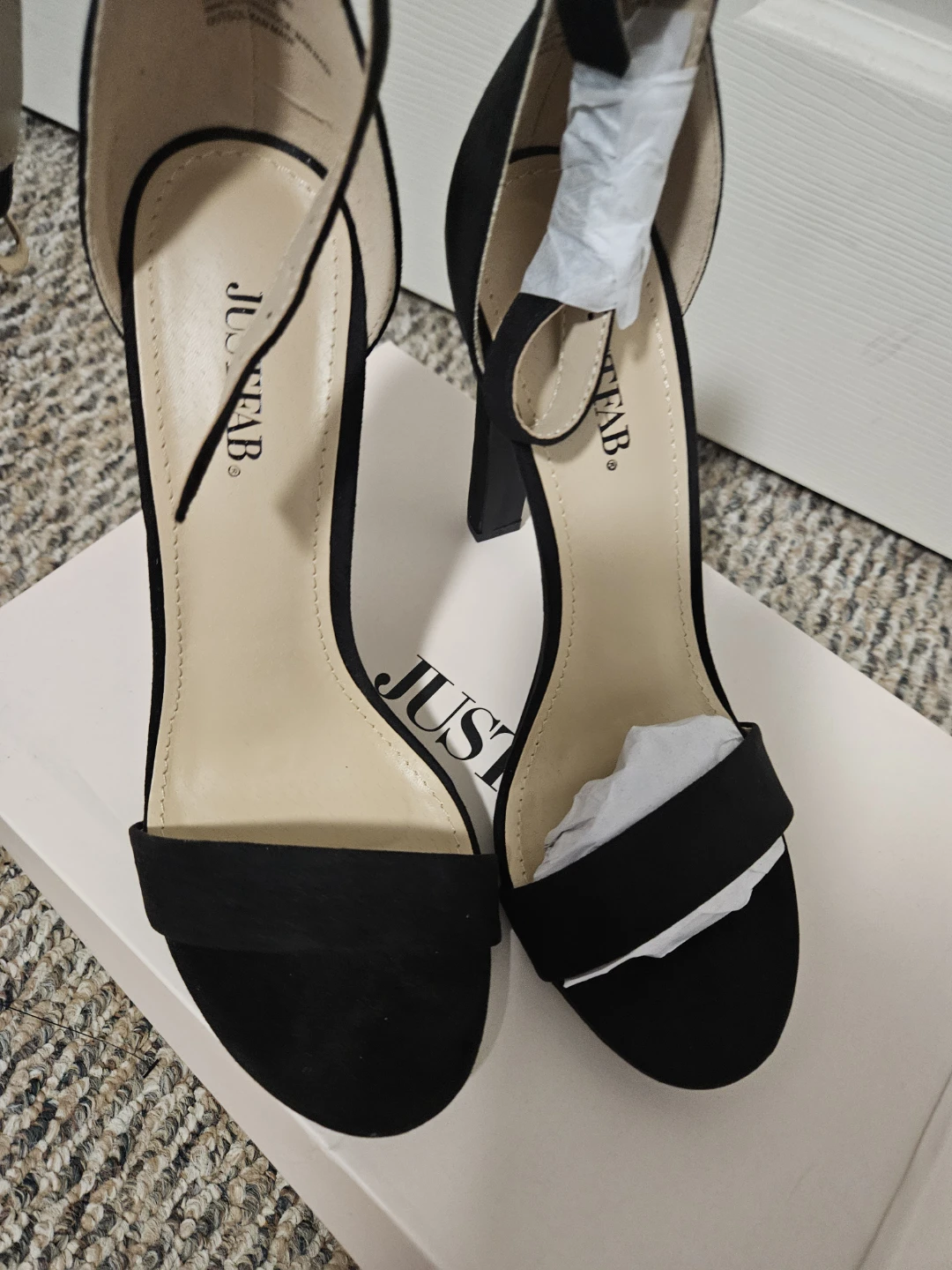 JustFab Black Suede Block Heel Sandals - photo 2