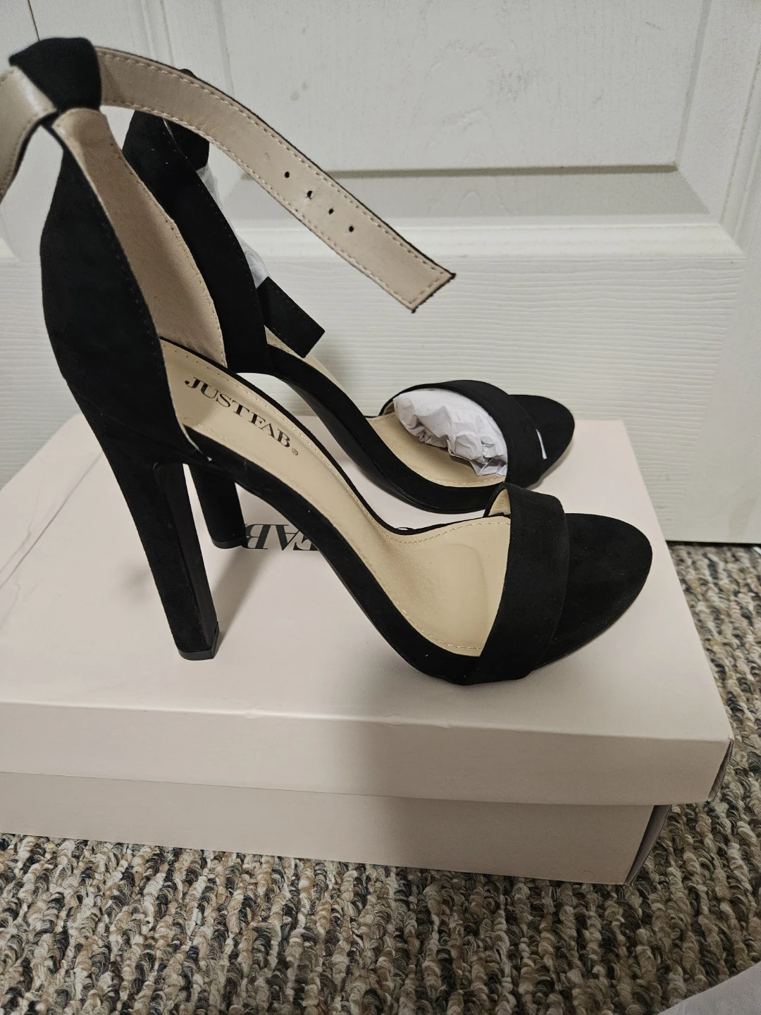 JustFab Black Suede Block Heel Sandals - photo 3