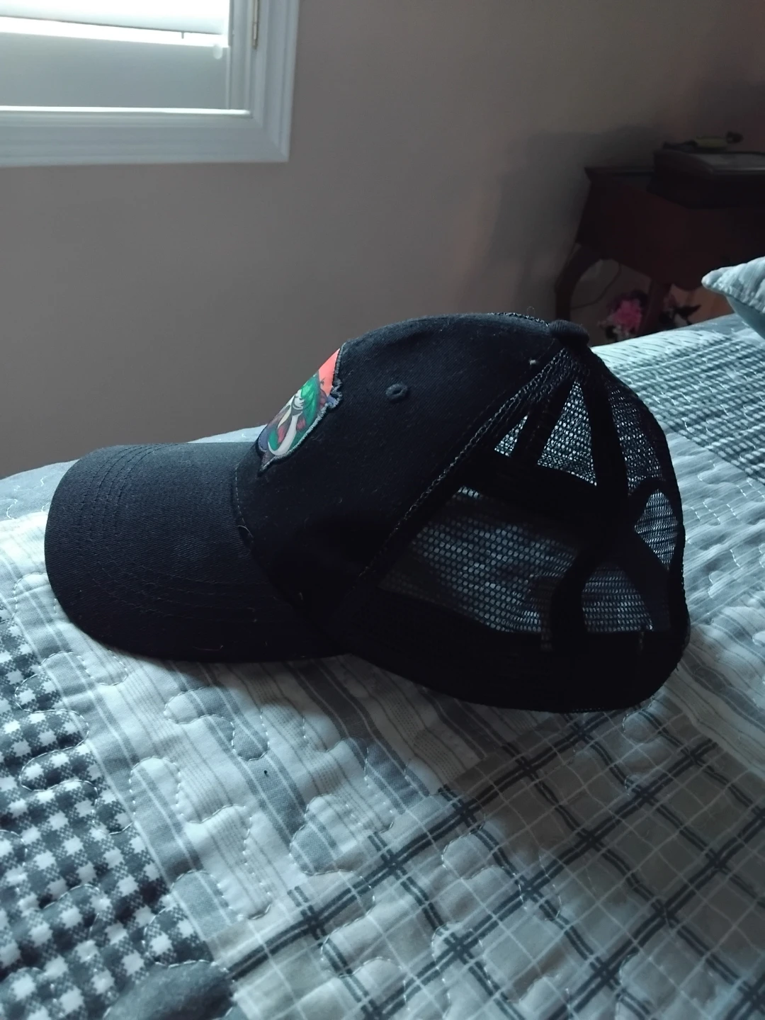 Black Mesh Back Trucker Hat with Fish Graphic - photo 3