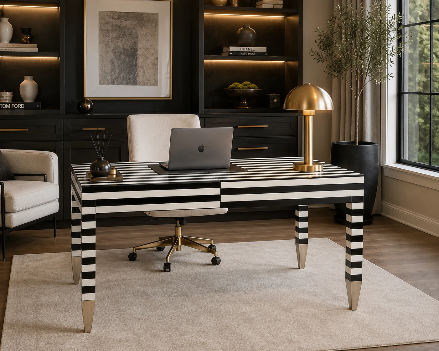 Black and White Striped Desk