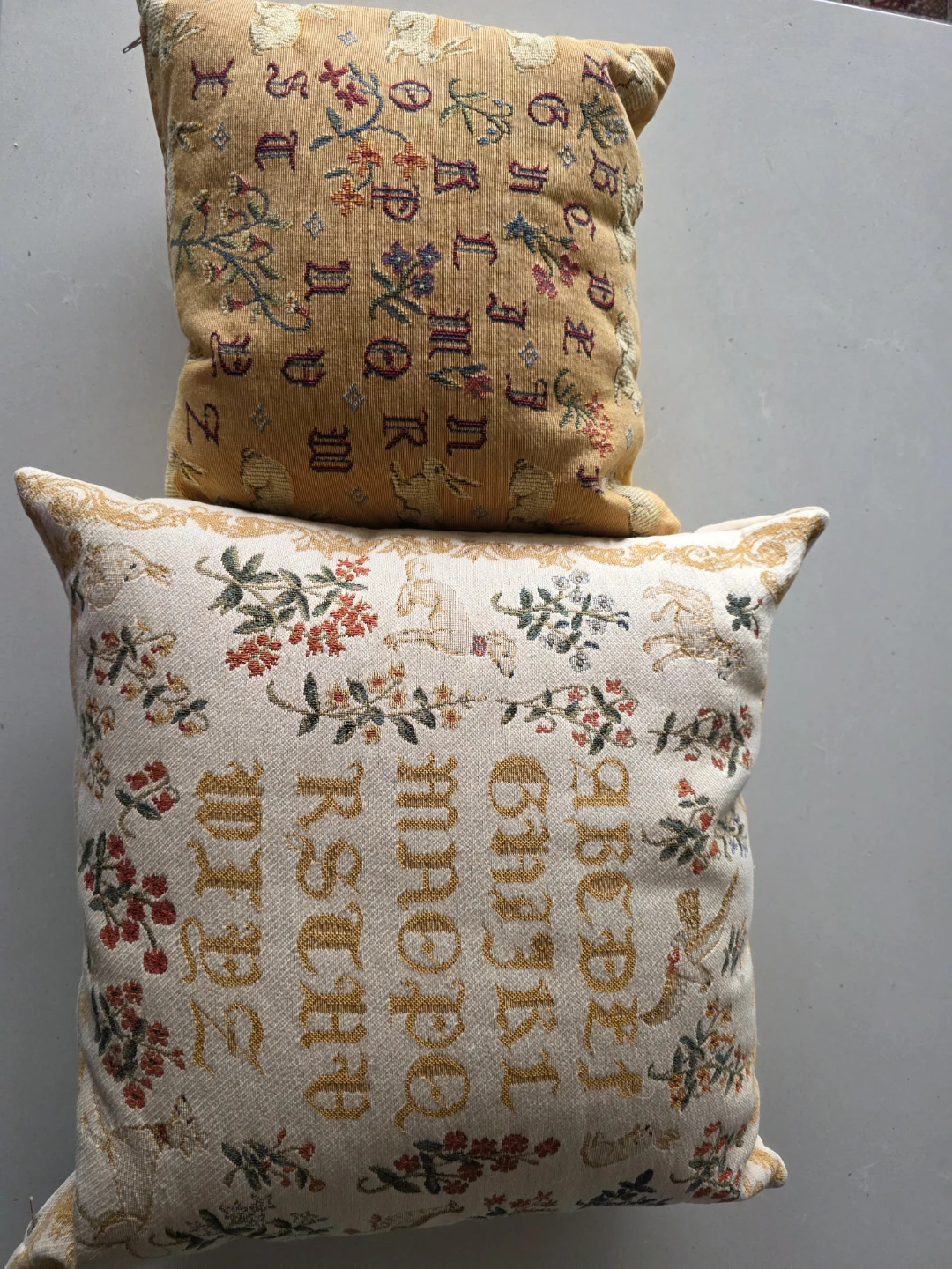 Vintage Alphabet Pattern Throw Pillows (Set of 2)