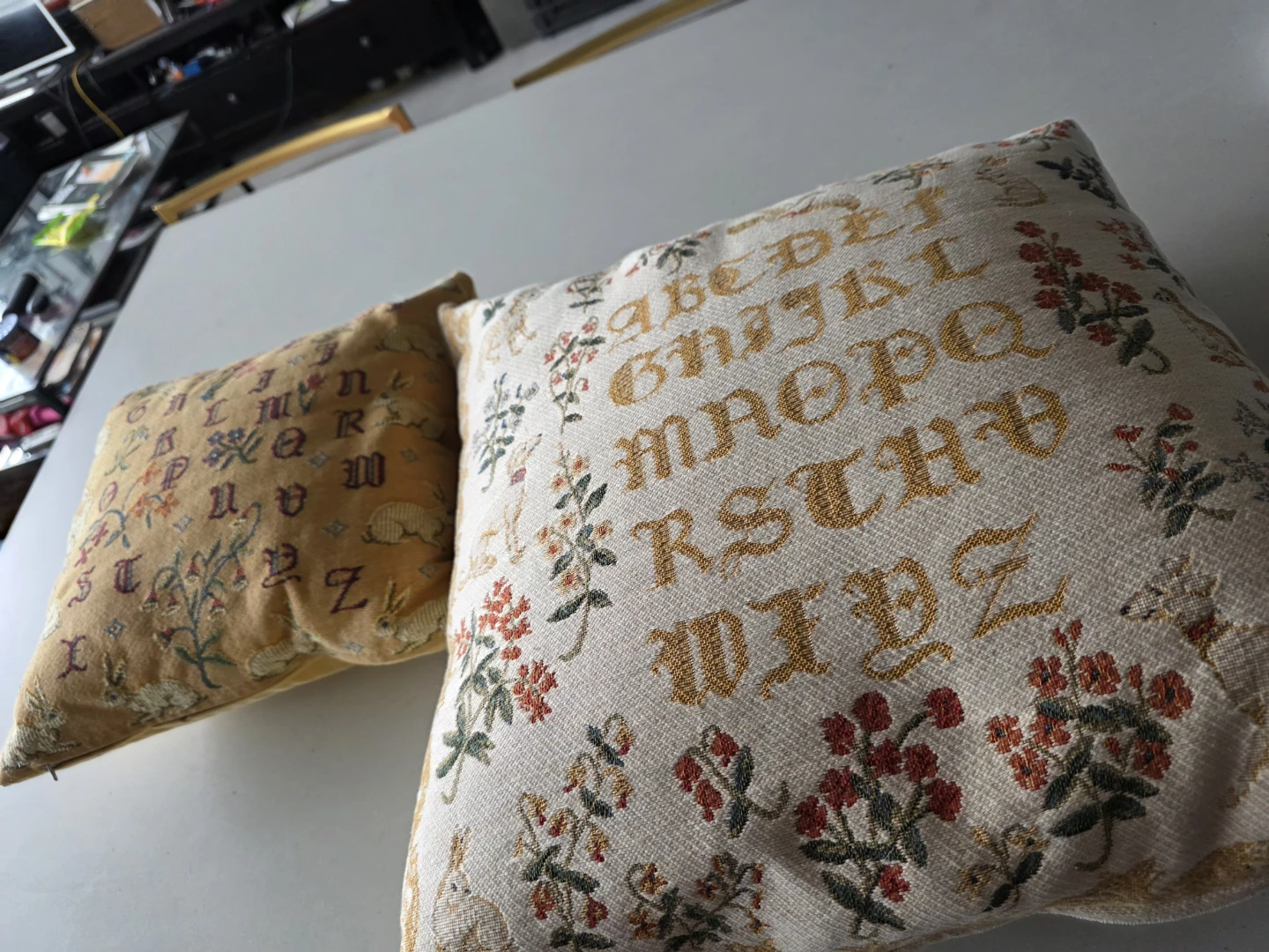 Vintage Alphabet Pattern Throw Pillows (Set of 2) - photo 2
