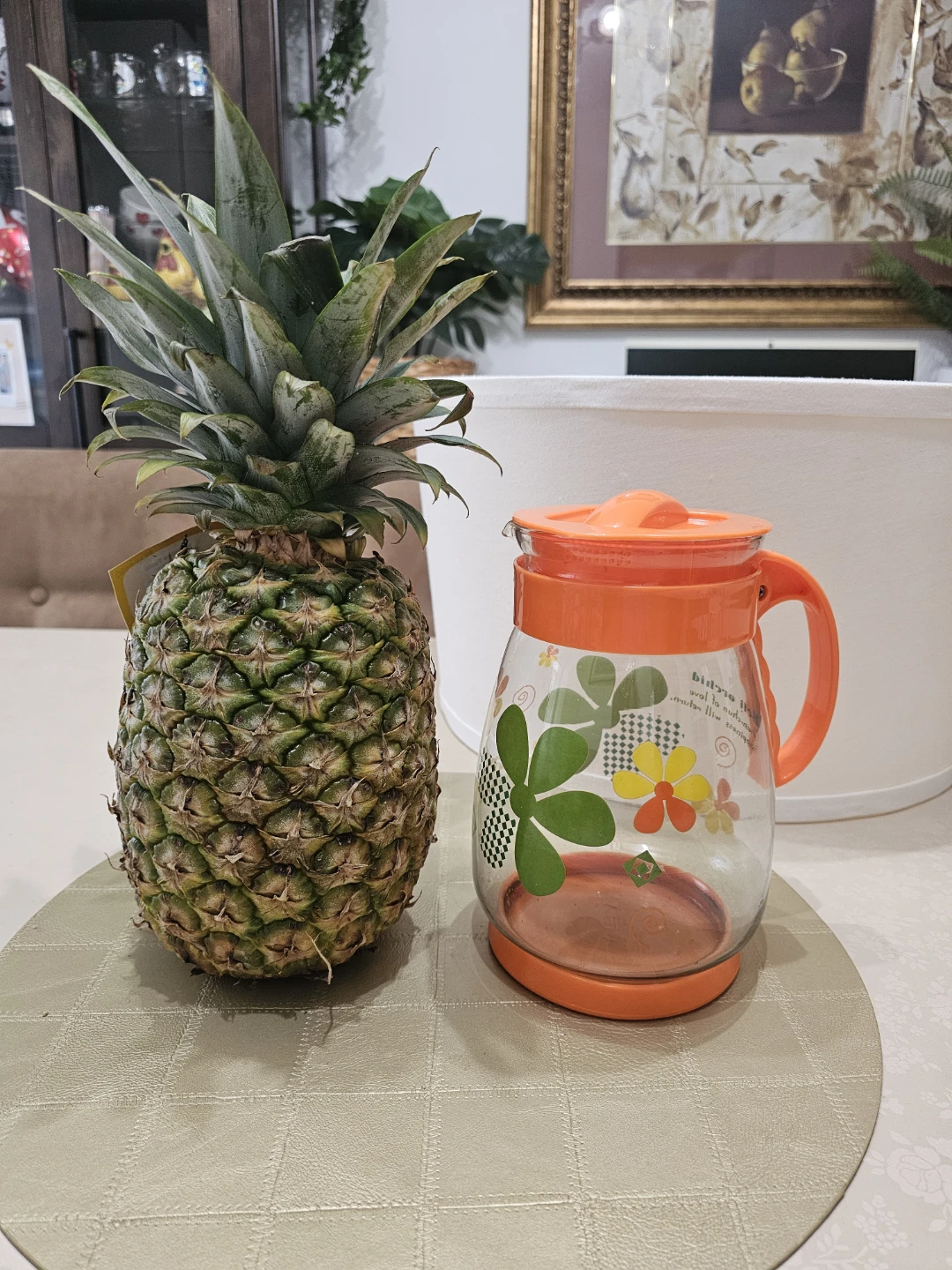 Orange Floral Glass Pitcher - photo 2