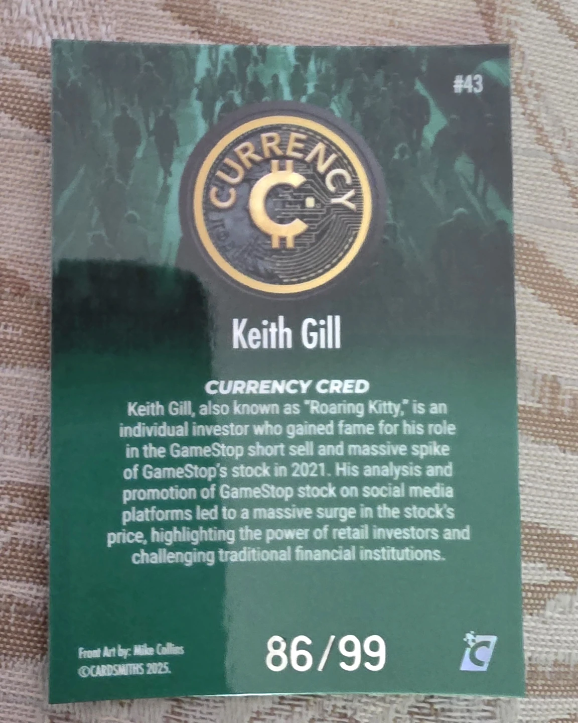 GameStop Keith Gill "Roaring Kitty" Trading Card #86 / 99 - photo 2