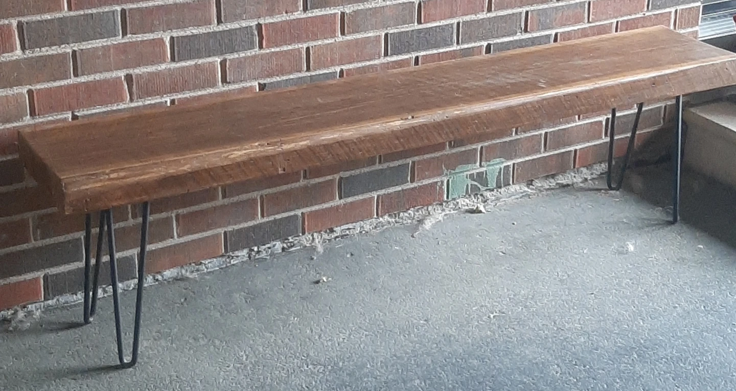 Live edge wooden Bench with Hairpin Legs - photo 3