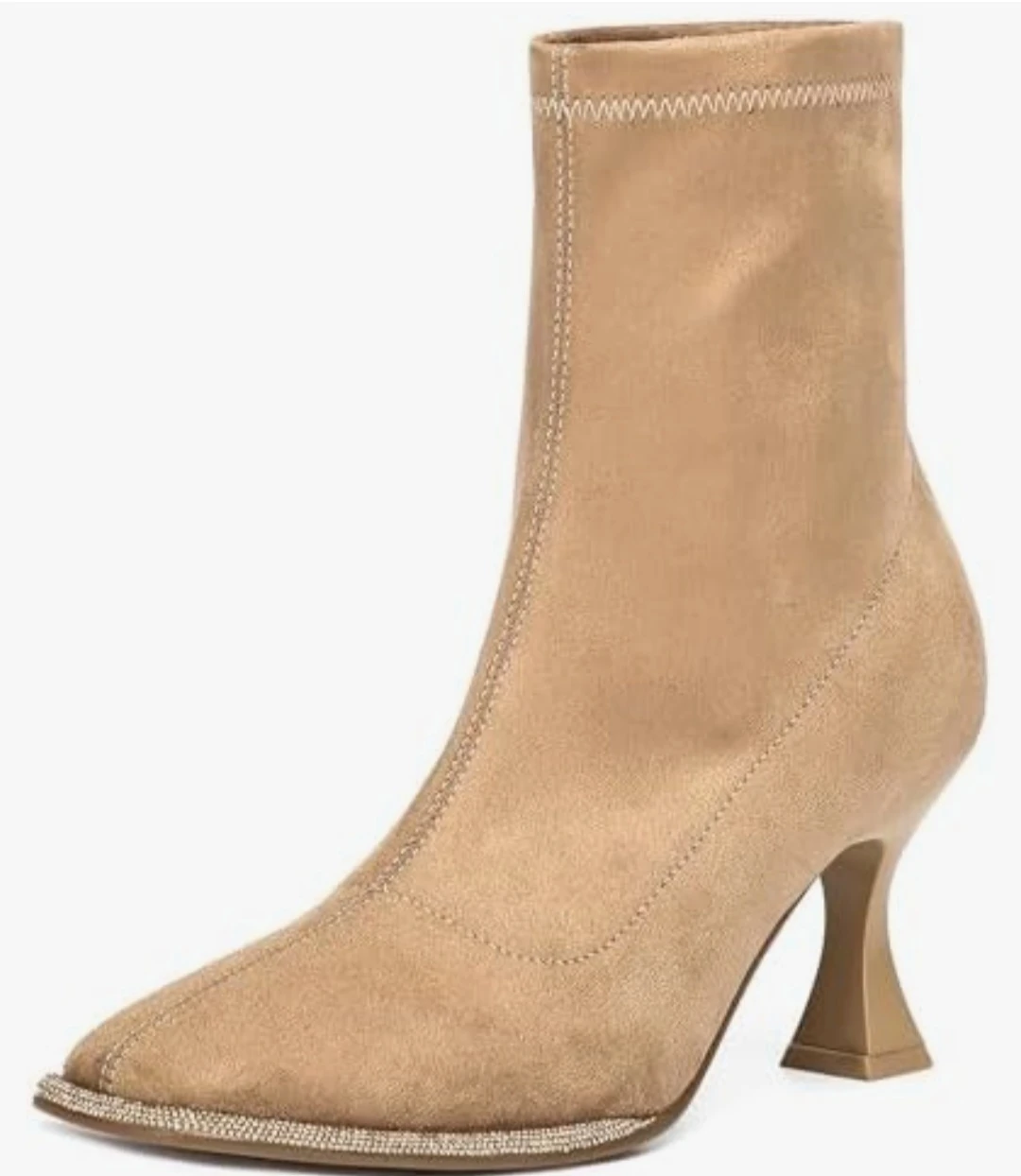 Newbella Minimalist Faux Suede Square Toe Ankle Boot
