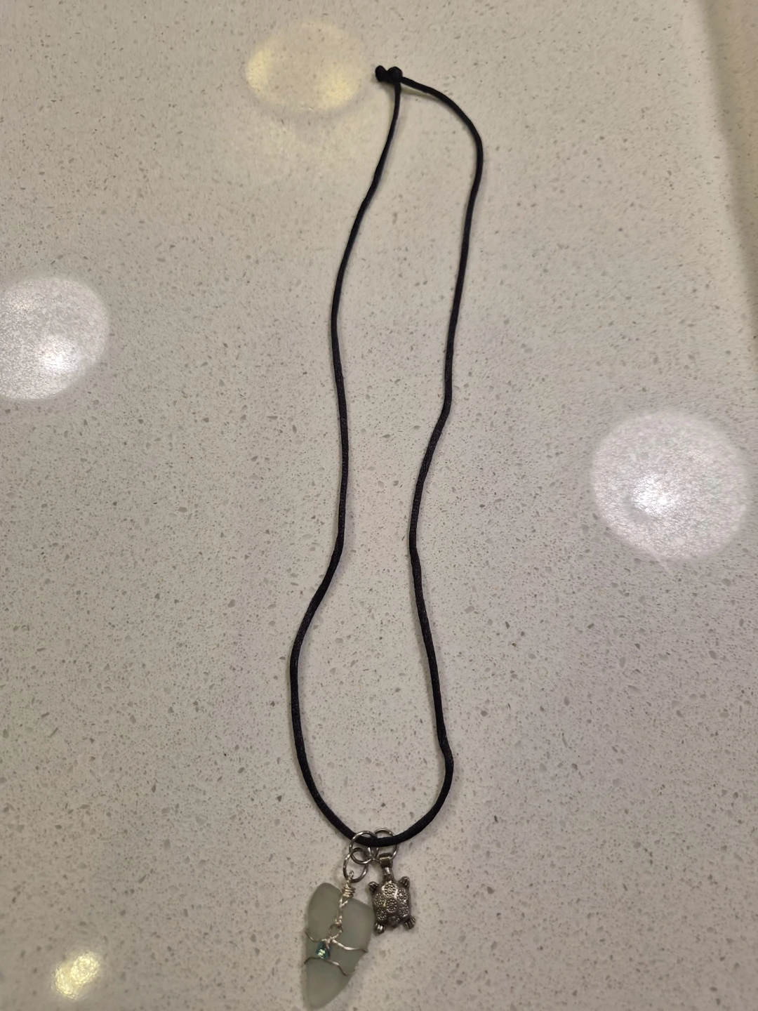 Sea Glass and Turtle Charm Necklace - photo 2