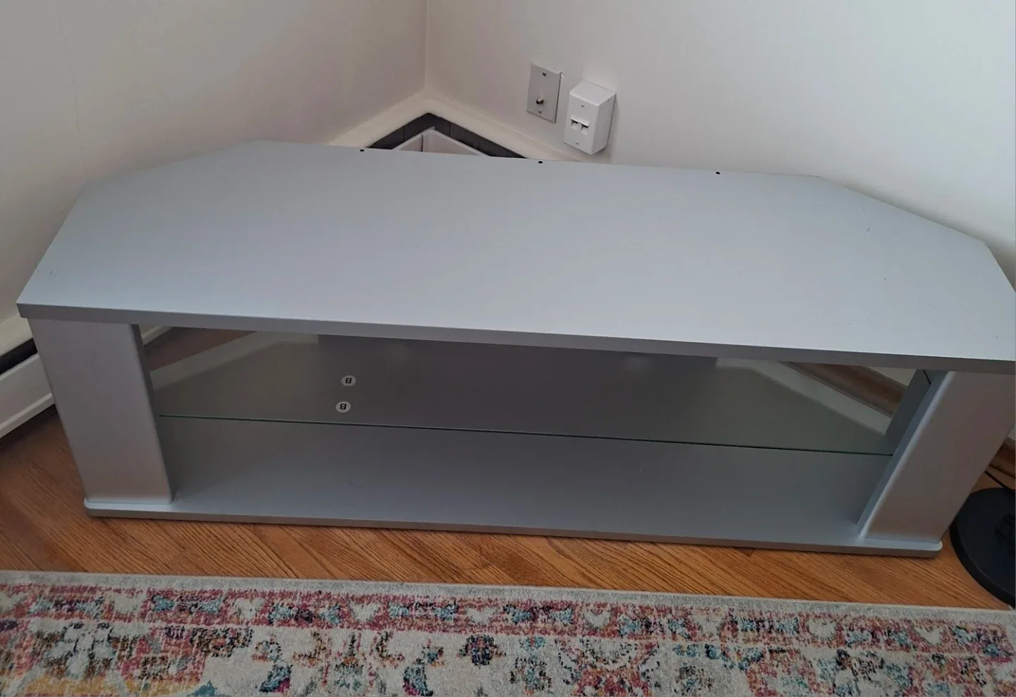 Corner TV Stand with Glass Shelves